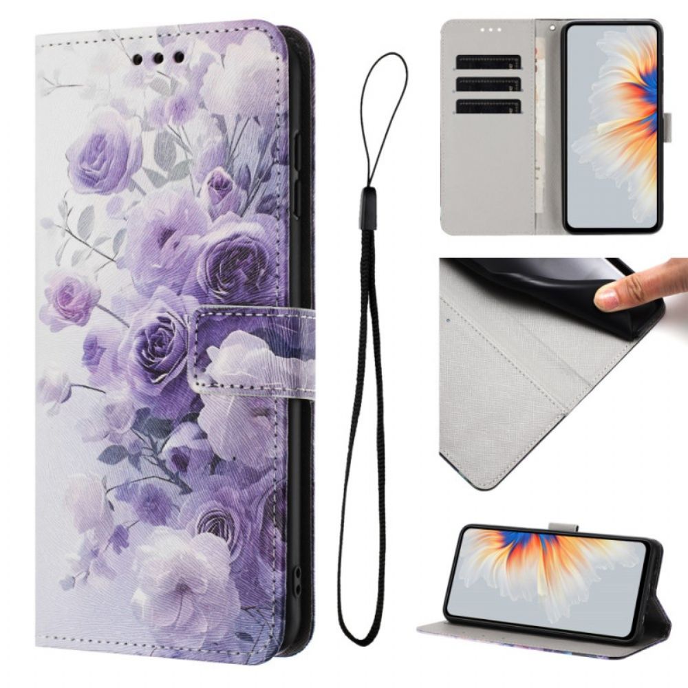 Folio-hoesje Sony Xperia 10 Vii Telefoonhoesje Paarse Rozen