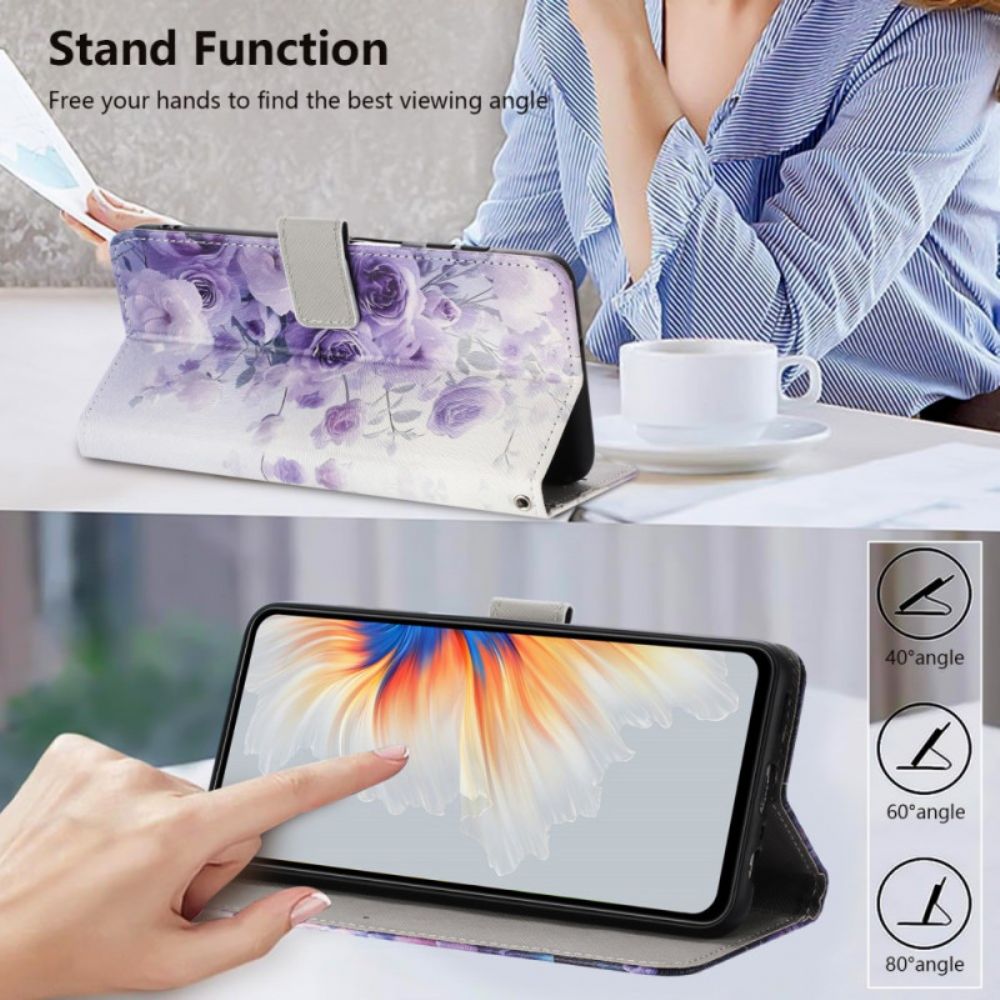 Folio-hoesje Sony Xperia 10 Vii Telefoonhoesje Paarse Rozen