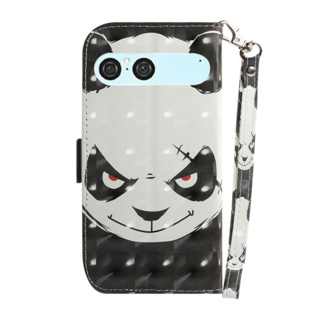 Folio-hoesje Sony Xperia 10 Vii Telefoonhoesje Sleutelkoord Met Boze Panda