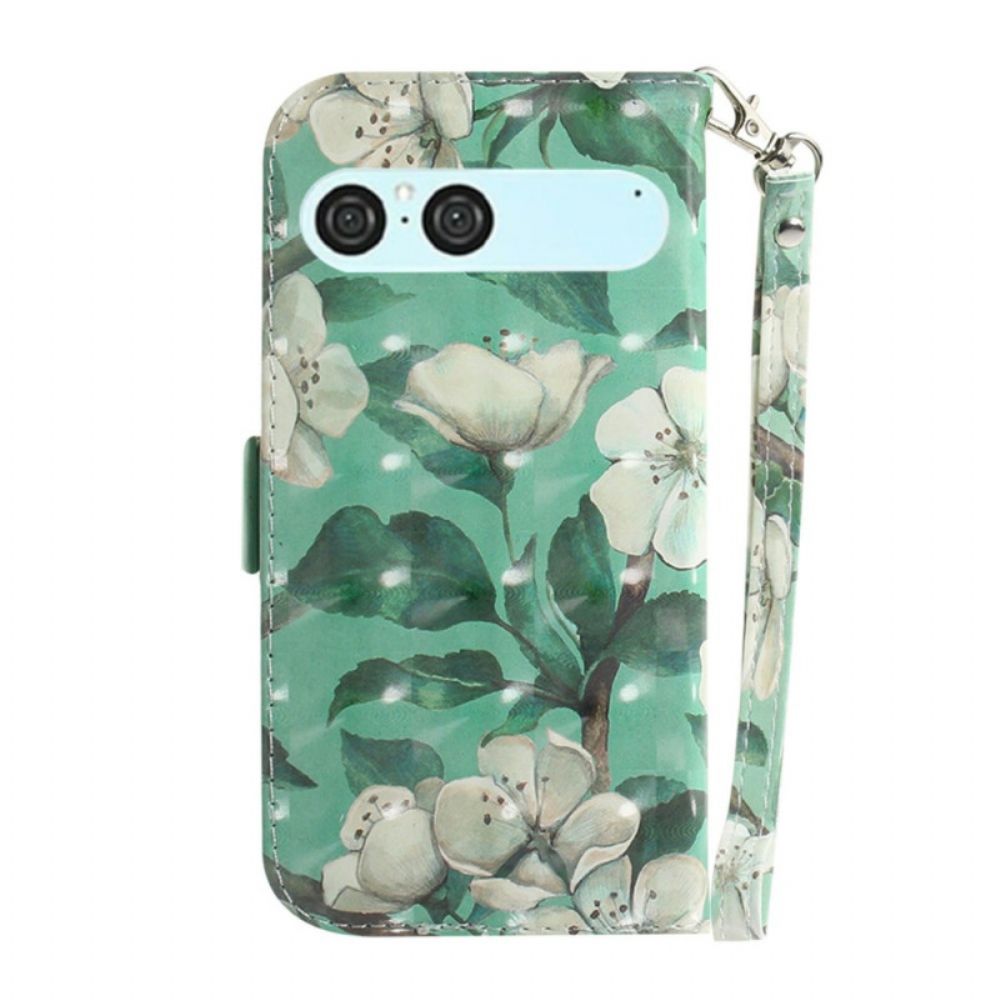 Leren Hoesje Sony Xperia 10 Vii Aquarelbloemen Bescherming Hoesje