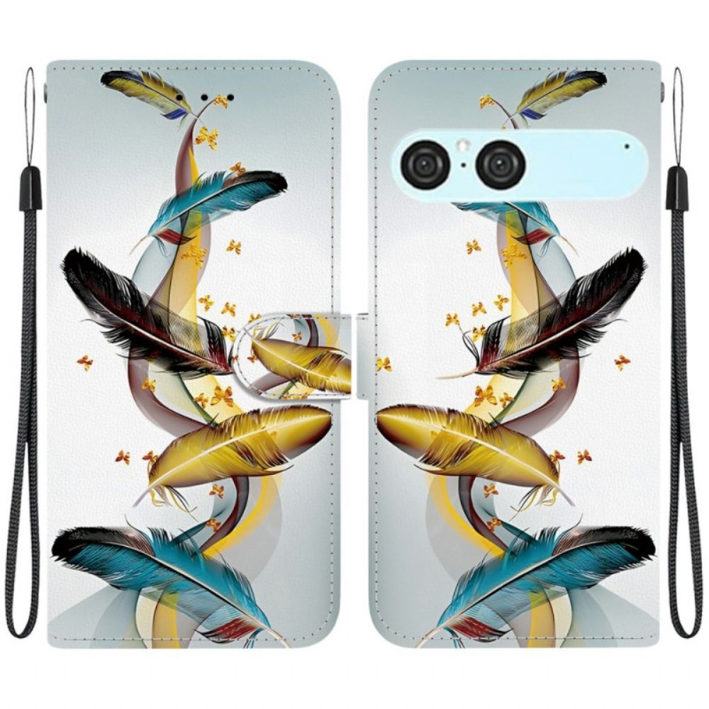 Leren Hoesje Sony Xperia 10 Vii Gouden Veren