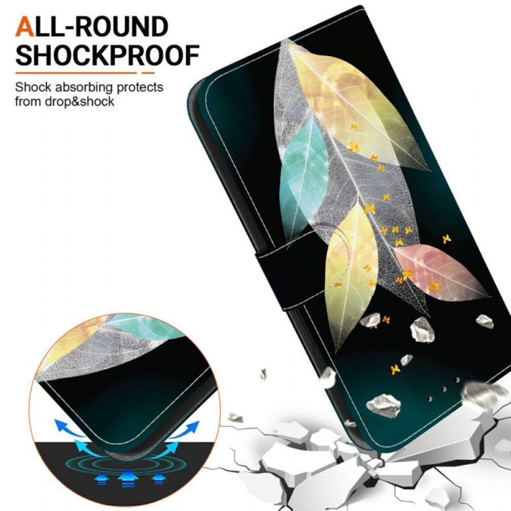 Leren Hoesje Sony Xperia 10 Vii Kleurrijke Bladeren Bescherming Hoesje