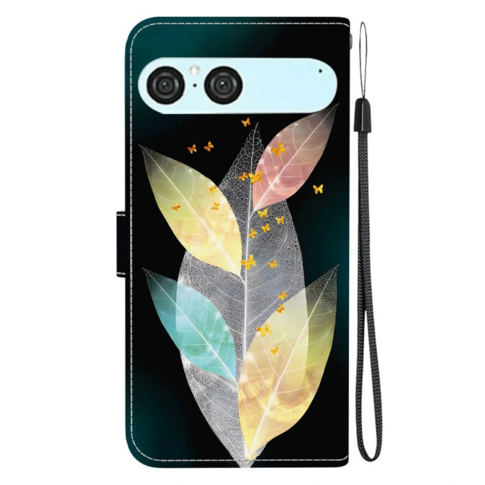 Leren Hoesje Sony Xperia 10 Vii Kleurrijke Bladeren Bescherming Hoesje