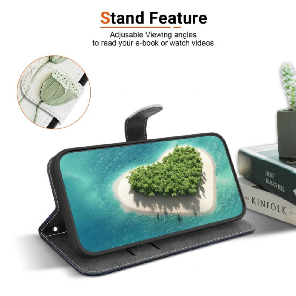 Leren Hoesje Sony Xperia 10 Vii Lotuspatroon Bescherming Hoesje