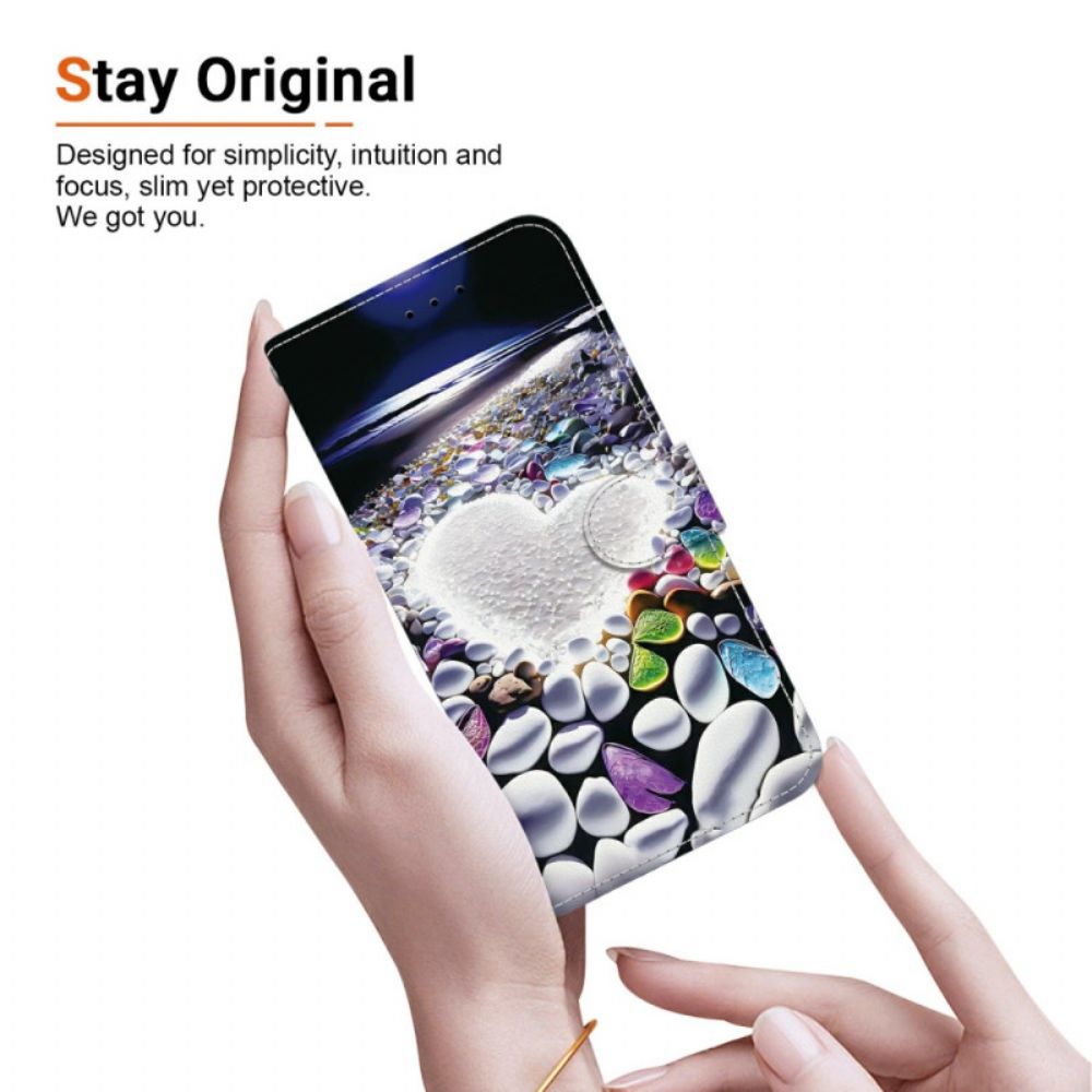 Leren Hoesje Sony Xperia 10 Vii Wit Hart Bescherming Hoesje