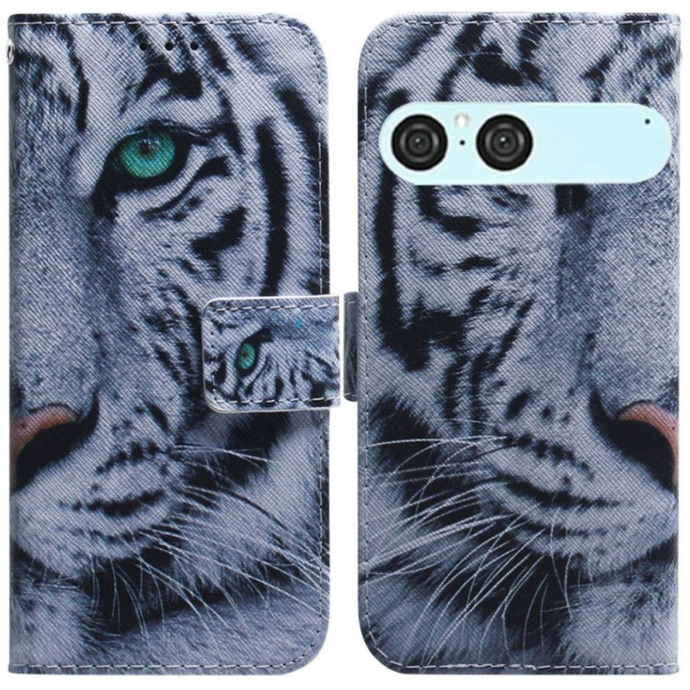 Leren Hoesje Sony Xperia 10 Vii Witte Tijger