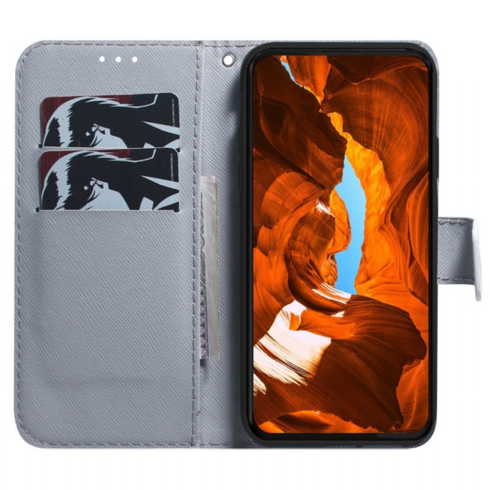 Leren Hoesje Voor Sony Xperia 10 Vii Aquarel Wolf
