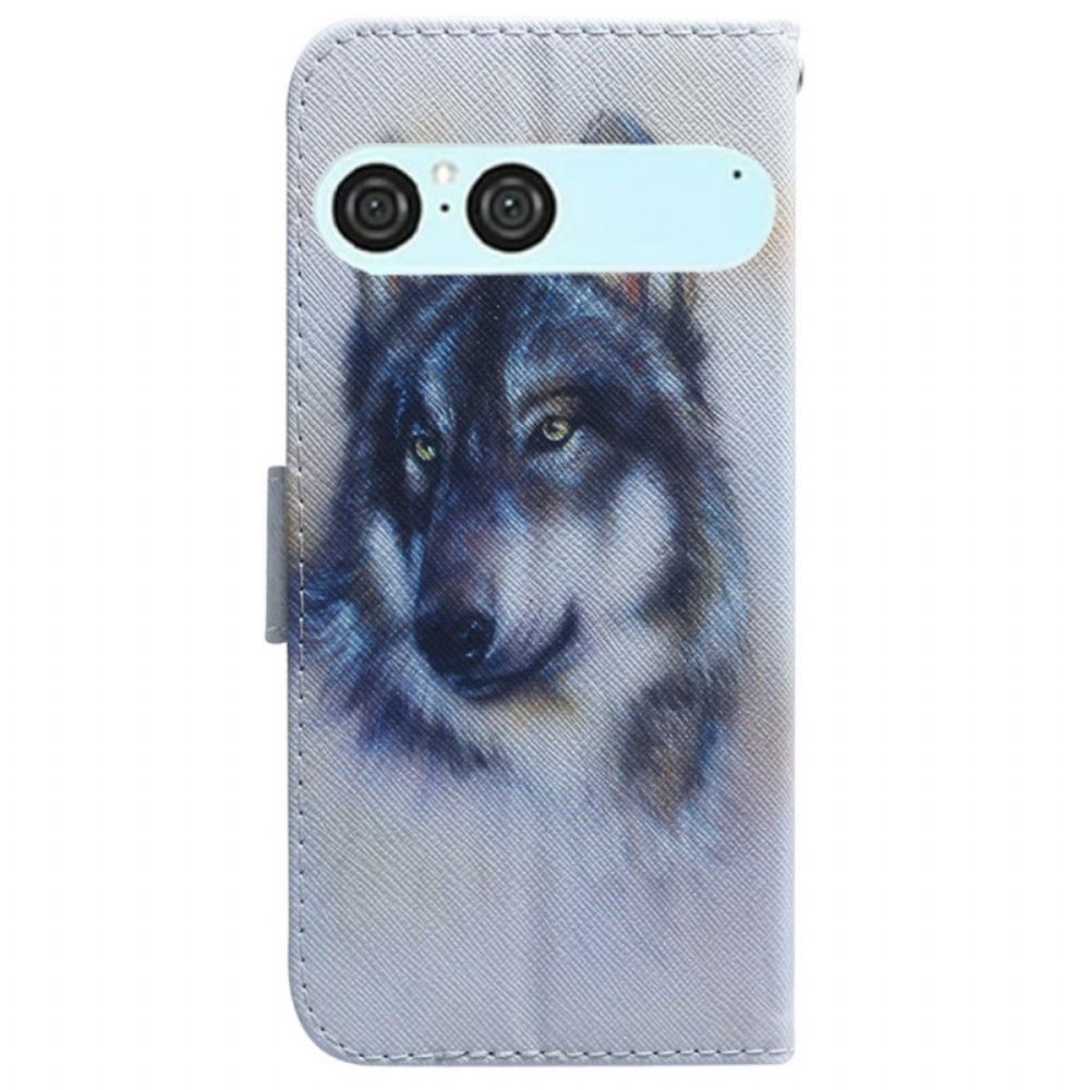 Leren Hoesje Voor Sony Xperia 10 Vii Aquarel Wolf