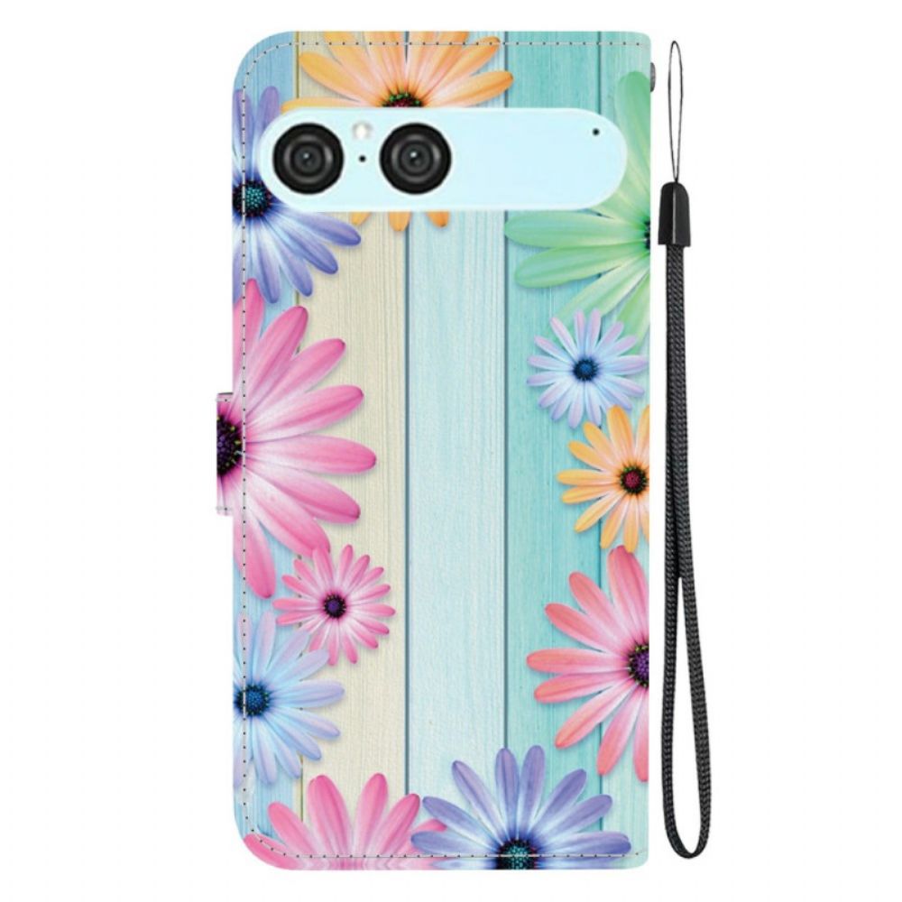 Leren Hoesje Voor Sony Xperia 10 Vii Kleurrijke Zonnebloemen