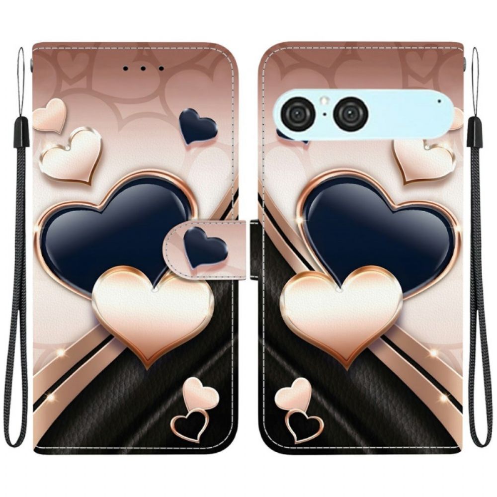 Leren Hoesje Voor Sony Xperia 10 Vii Twee Harten