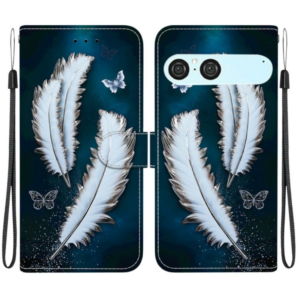 Leren Hoesje Voor Sony Xperia 10 Vii Witte Vlinders