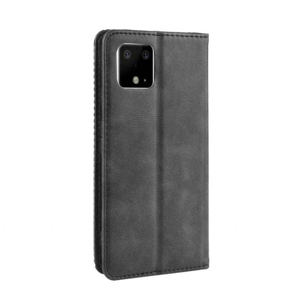 Bescherming Hoesje voor Google Pixel 4 Folio-hoesje Vintage Gestileerd Leereffect