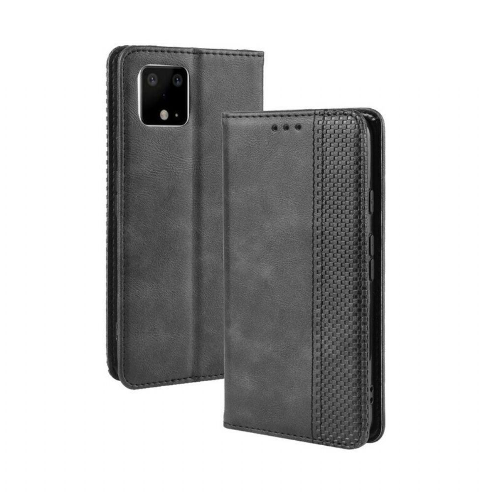 Bescherming Hoesje voor Google Pixel 4 Folio-hoesje Vintage Gestileerd Leereffect