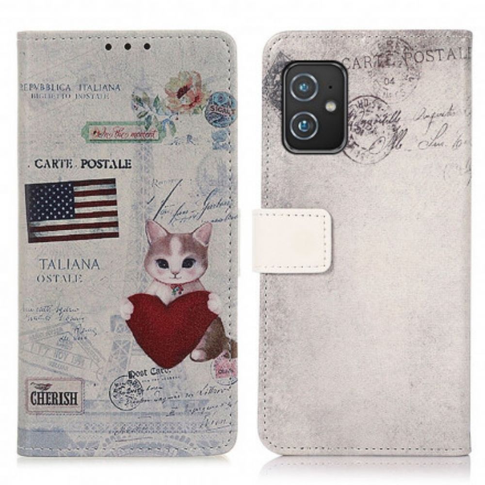 Flip Case voor Asus Zenfone 8 Reizende Kat