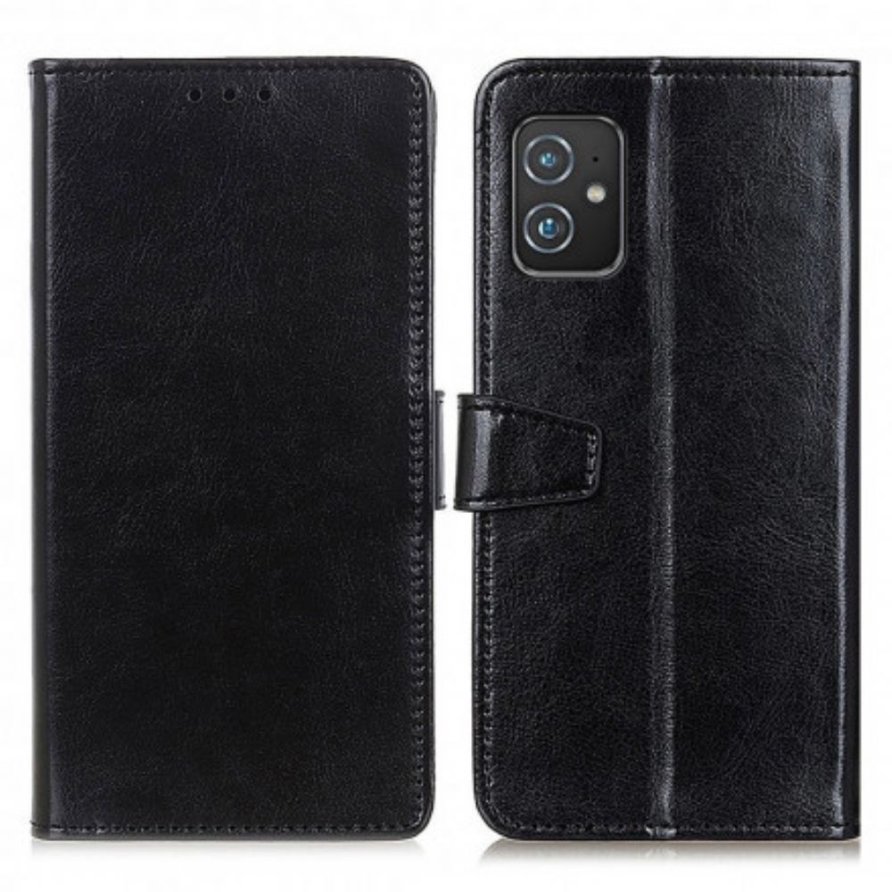 Folio-hoesje voor Asus Zenfone 8 Eenvoudig Glanzend Leereffect