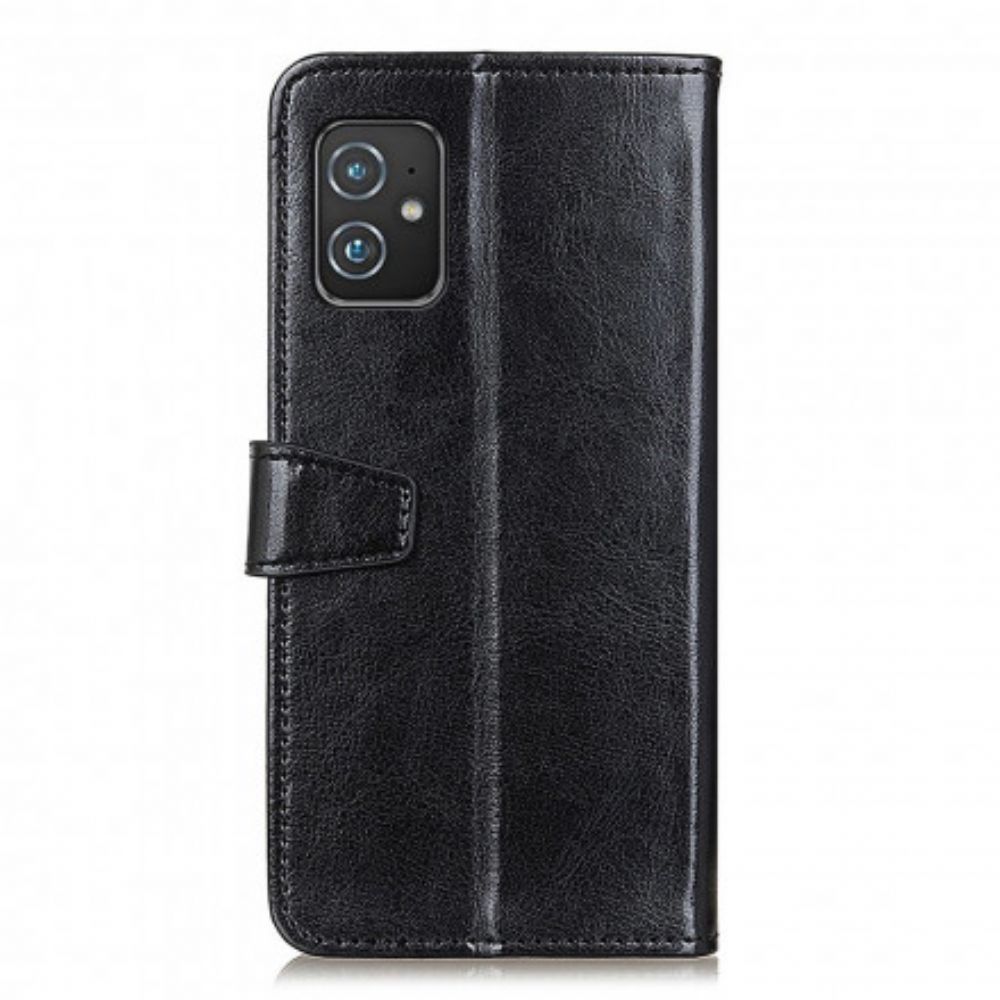 Folio-hoesje voor Asus Zenfone 8 Eenvoudig Glanzend Leereffect