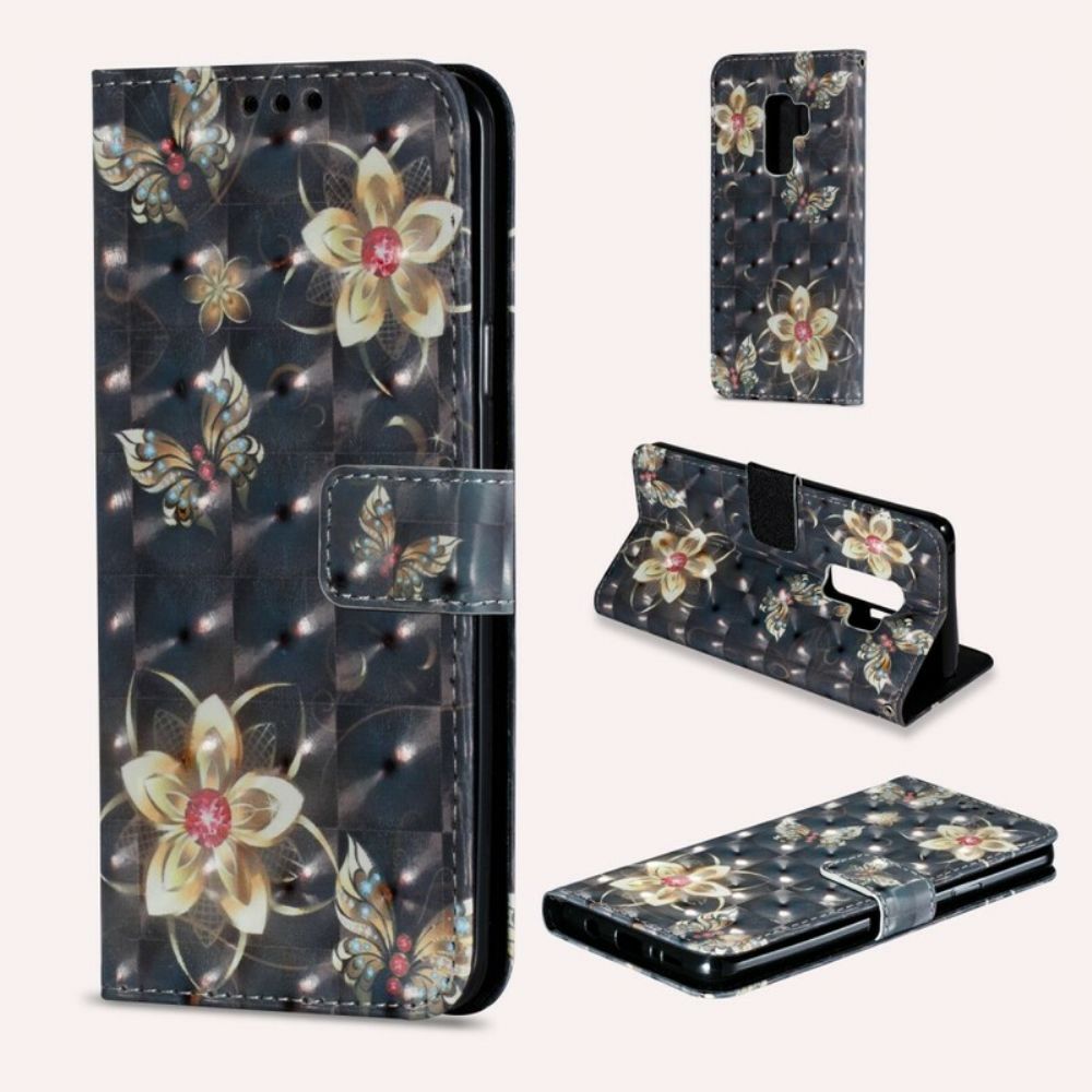 Folio-hoesje voor Samsung Galaxy S9 Plus Retro Kleurrijke Bloemen