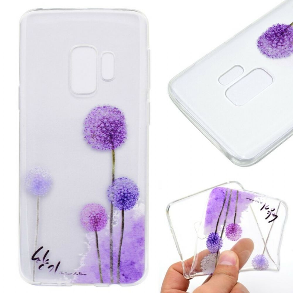 Hoesje voor Samsung Galaxy S9 Plus Transparante Kleurrijke Paardebloemen