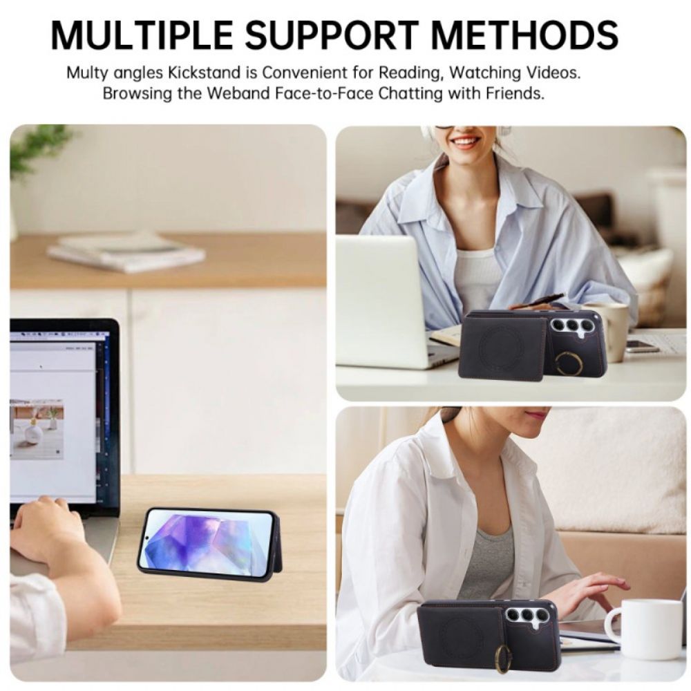 Cover Hoesje Samsung Galaxy A17 4g / 5g Telefoonhoesje Kaarthouder En Ring