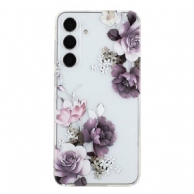 Cover Hoesje Samsung Galaxy A17 4g / 5g Telefoonhoesje Paars Pioenrozen