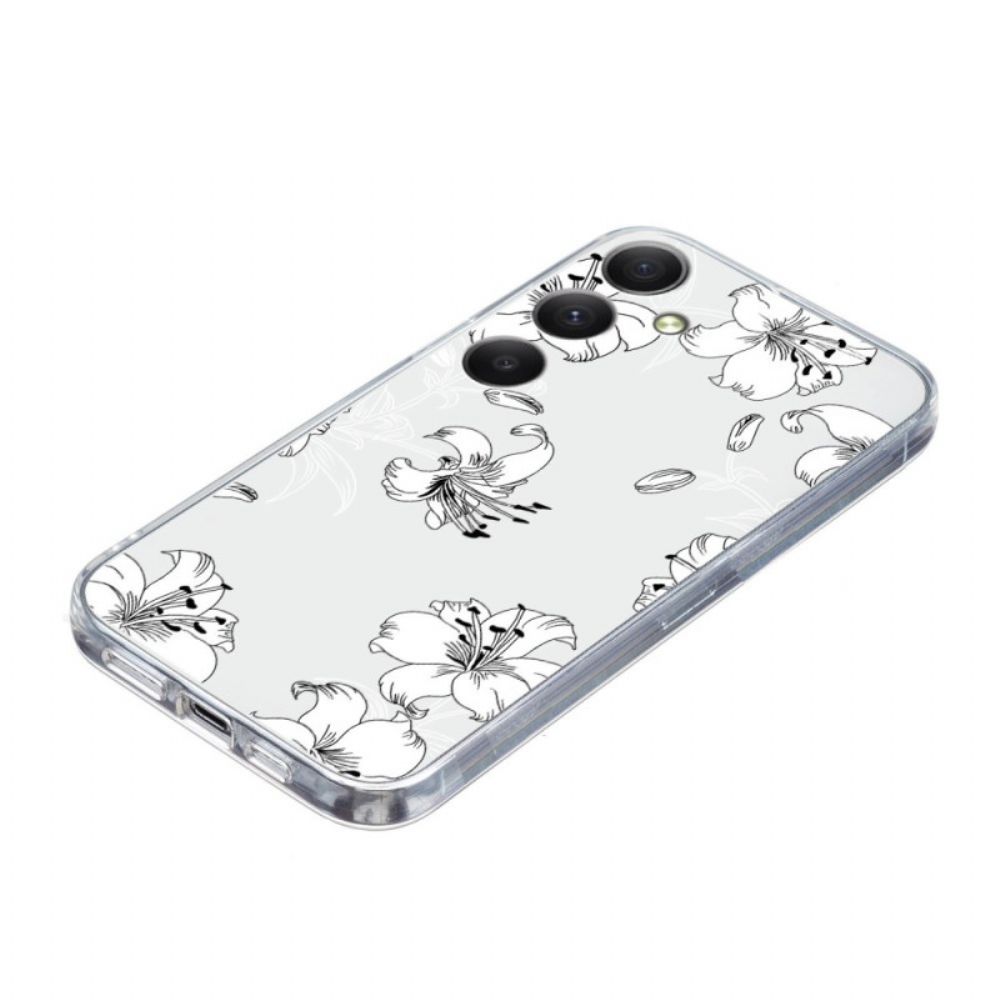 Cover Hoesje Samsung Galaxy A17 4g / 5g Telefoonhoesje Witte Bloemen