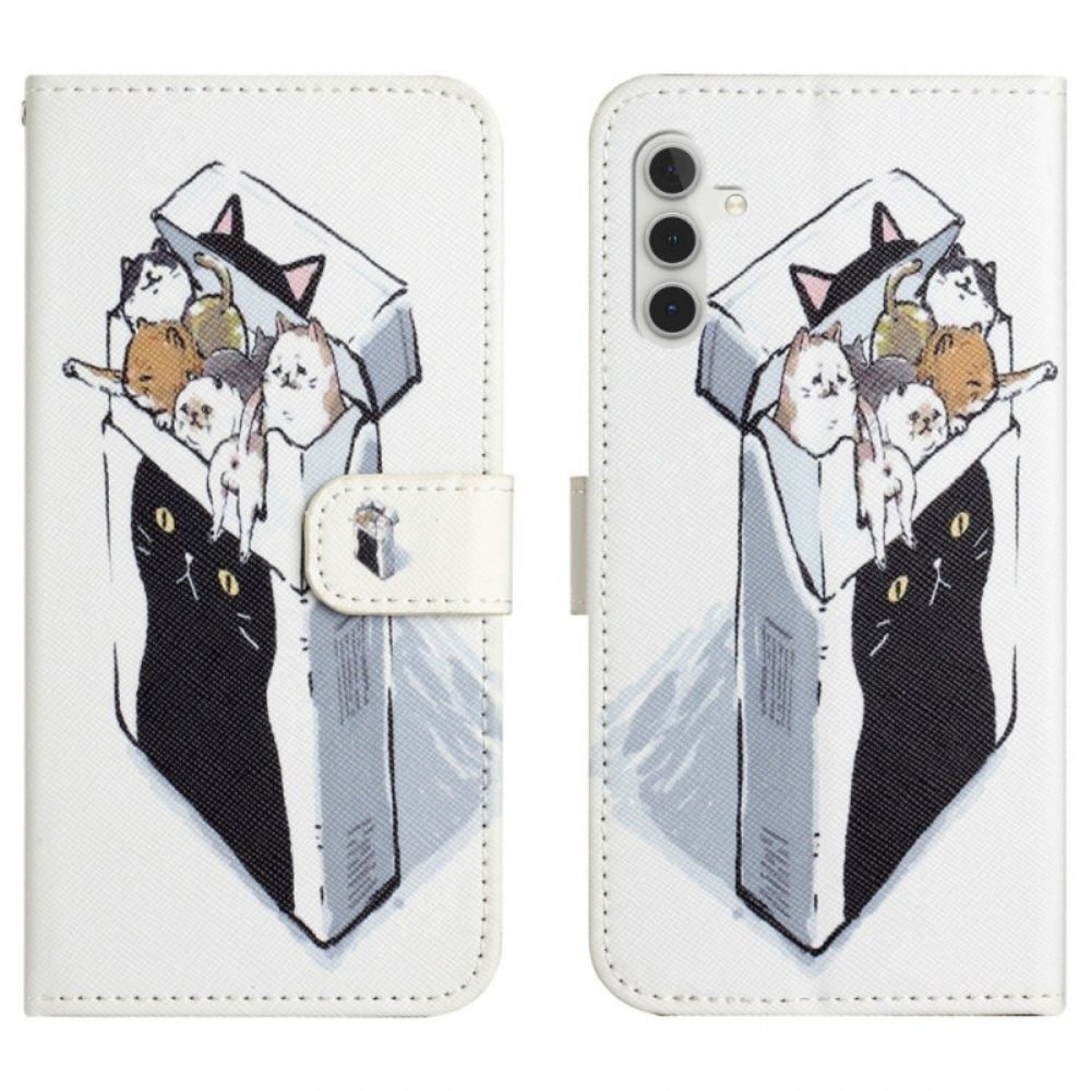 Flip Case Leren Samsung Galaxy A17 4g / 5g Doos Met Katten