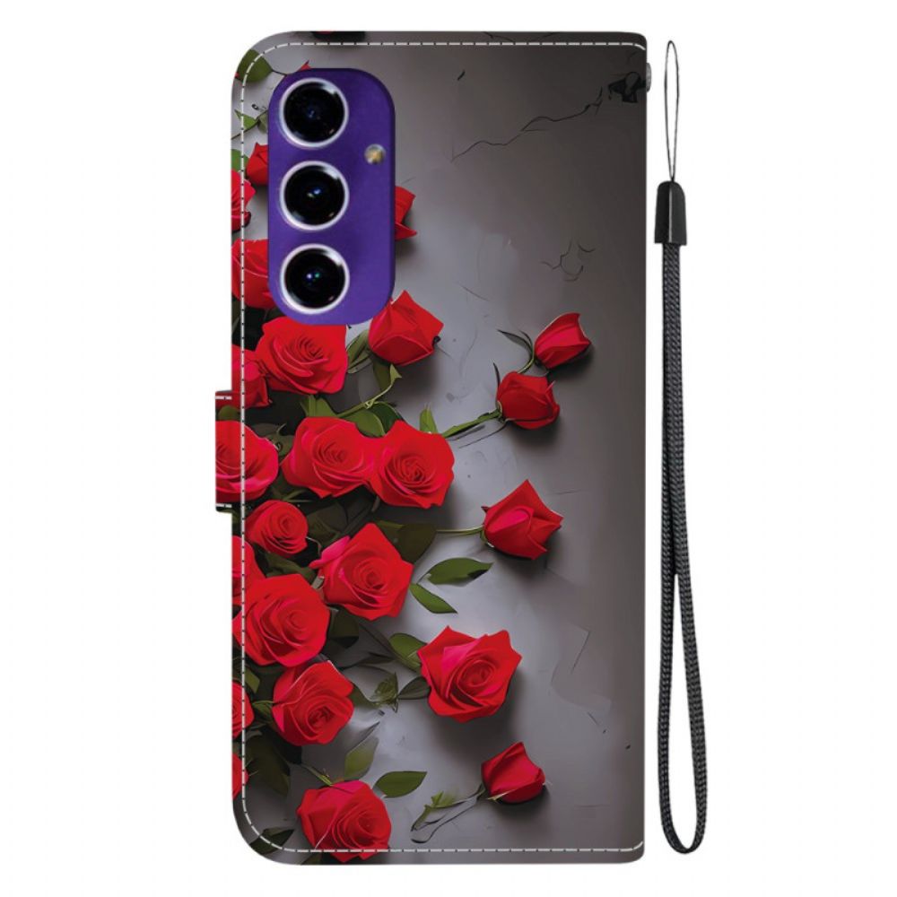 Flip Case Leren Samsung Galaxy A17 4g / 5g Rode Rozen