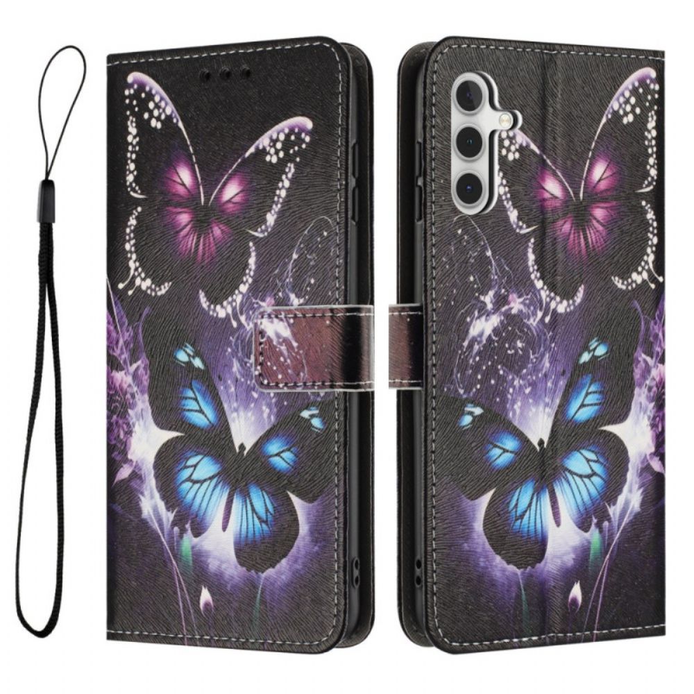 Flip Case Leren Samsung Galaxy A17 4g / 5g Twee Vlinders