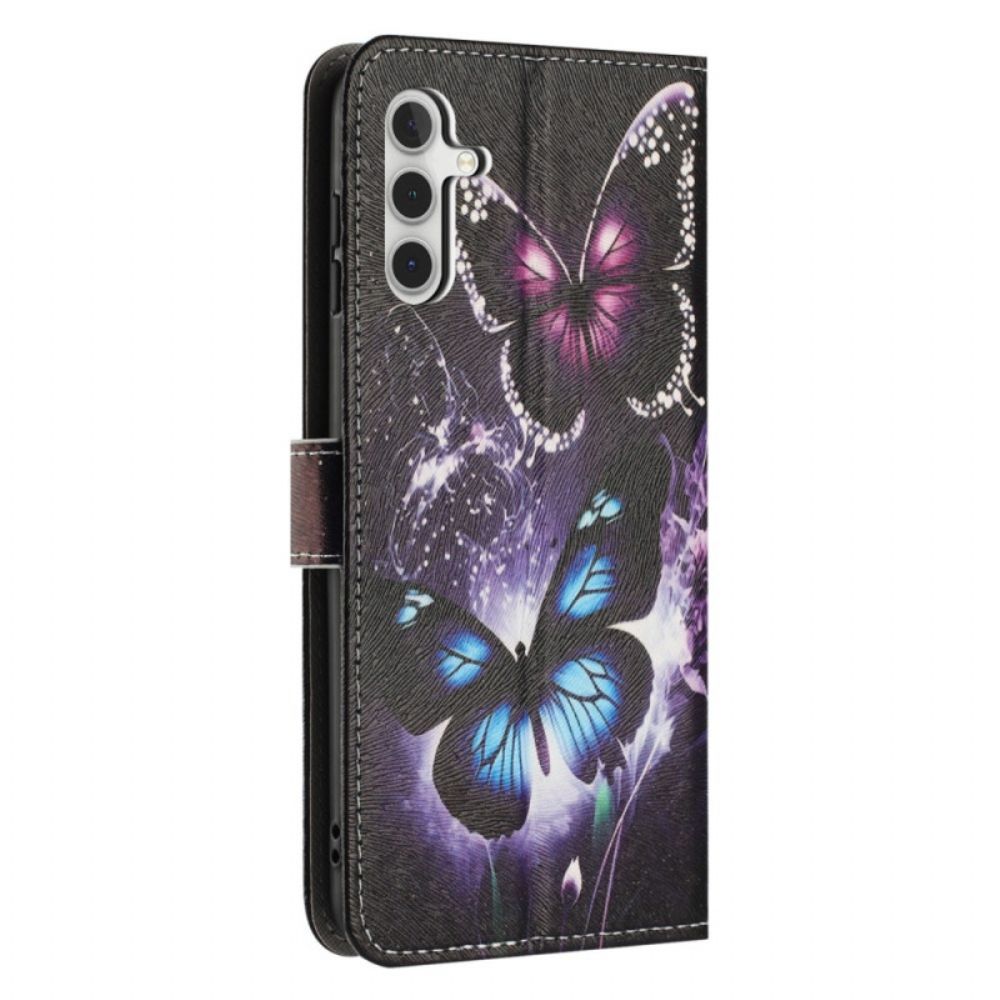 Flip Case Leren Samsung Galaxy A17 4g / 5g Twee Vlinders