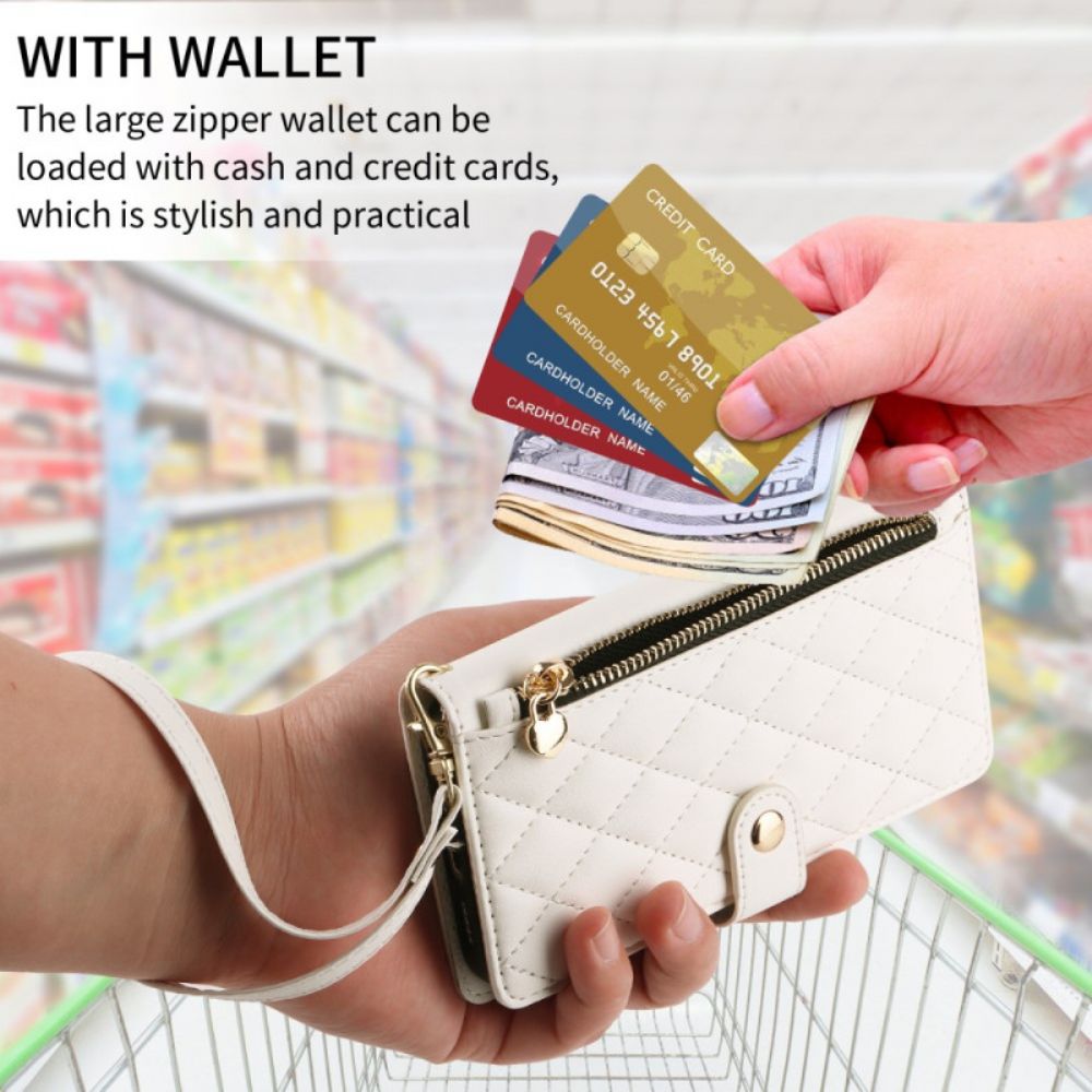 Folio-hoesje Samsung Galaxy A17 4g / 5g Gewatteerd Met Riem En Schouderband Bandje