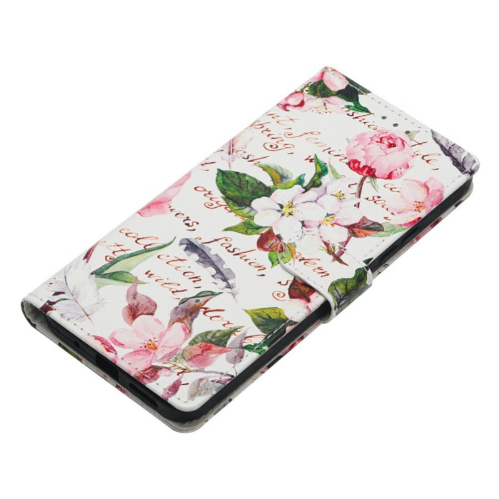 Folio-hoesje Samsung Galaxy A17 4g / 5g Telefoonhoesje Bladeren En Bloemen