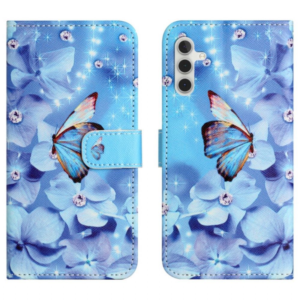Folio-hoesje Samsung Galaxy A17 4g / 5g Telefoonhoesje Bloemen- En Vlinderpatroon