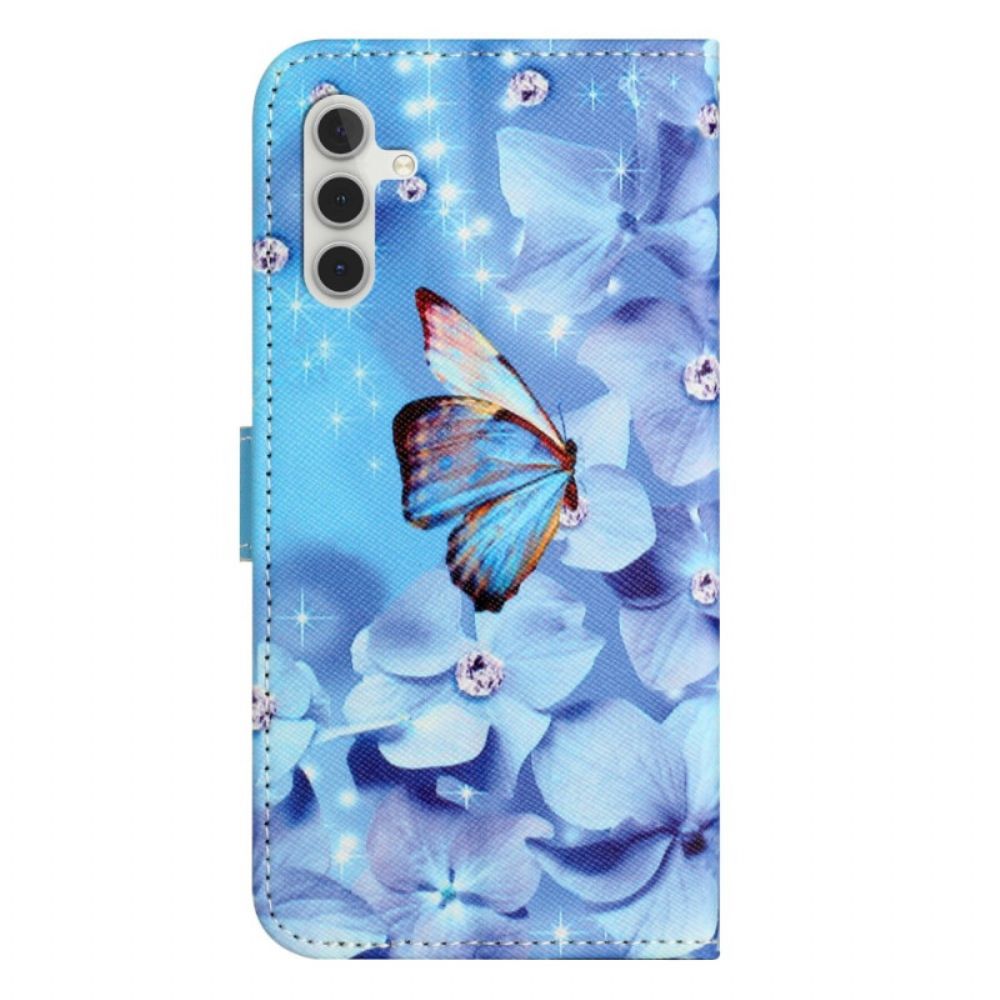 Folio-hoesje Samsung Galaxy A17 4g / 5g Telefoonhoesje Bloemen- En Vlinderpatroon