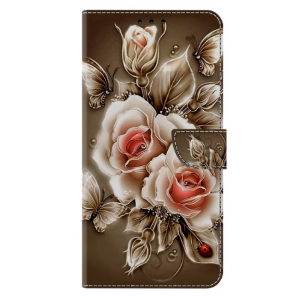 Folio-hoesje Samsung Galaxy A17 4g / 5g Telefoonhoesje Bruine Rozen