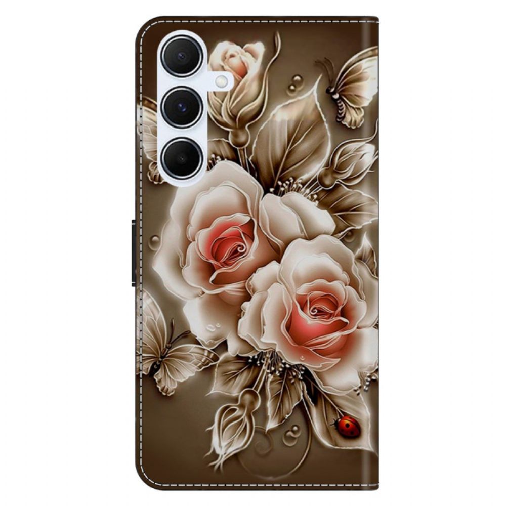 Folio-hoesje Samsung Galaxy A17 4g / 5g Telefoonhoesje Bruine Rozen