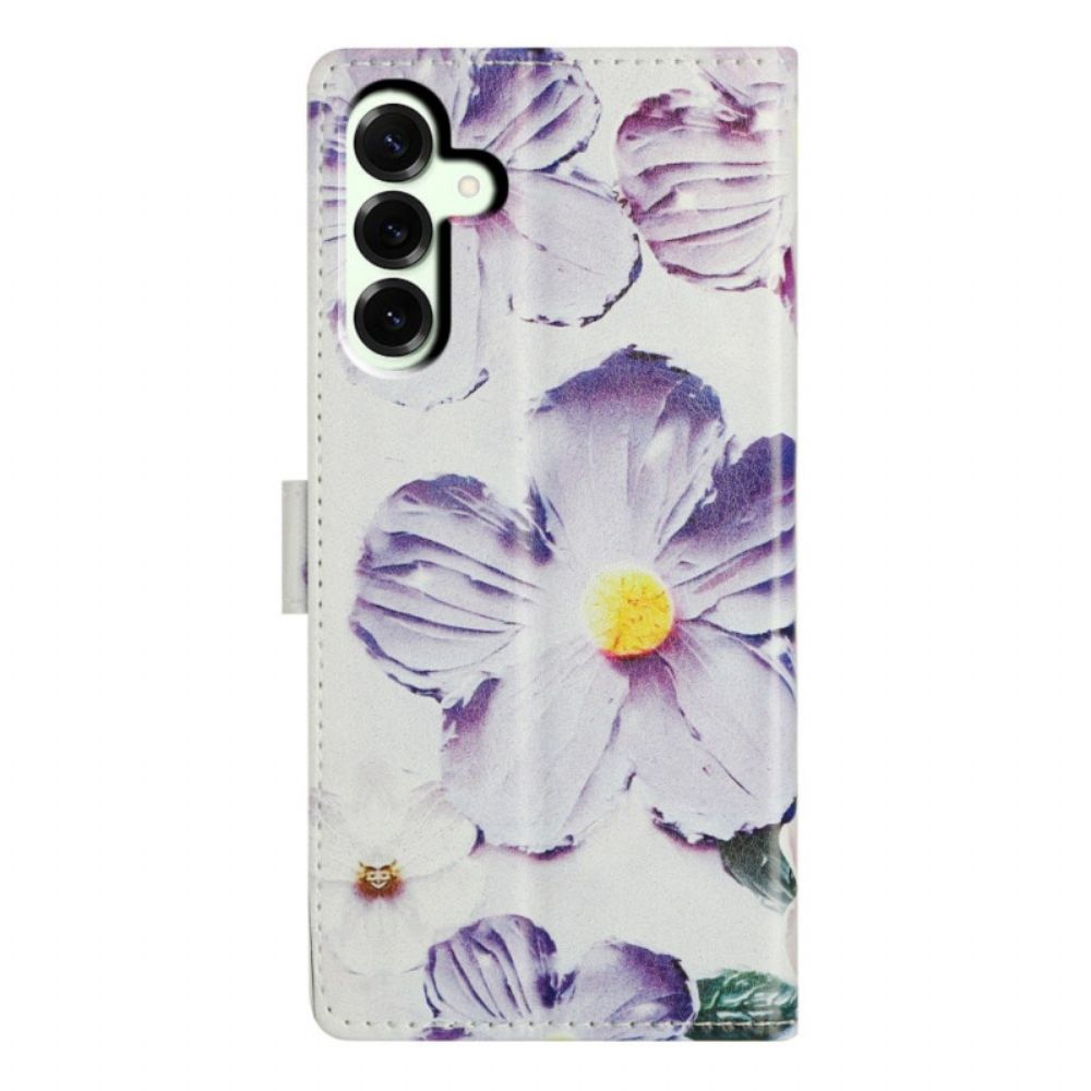 Folio-hoesje Samsung Galaxy A17 4g / 5g Telefoonhoesje Paars Bloemenpatroon