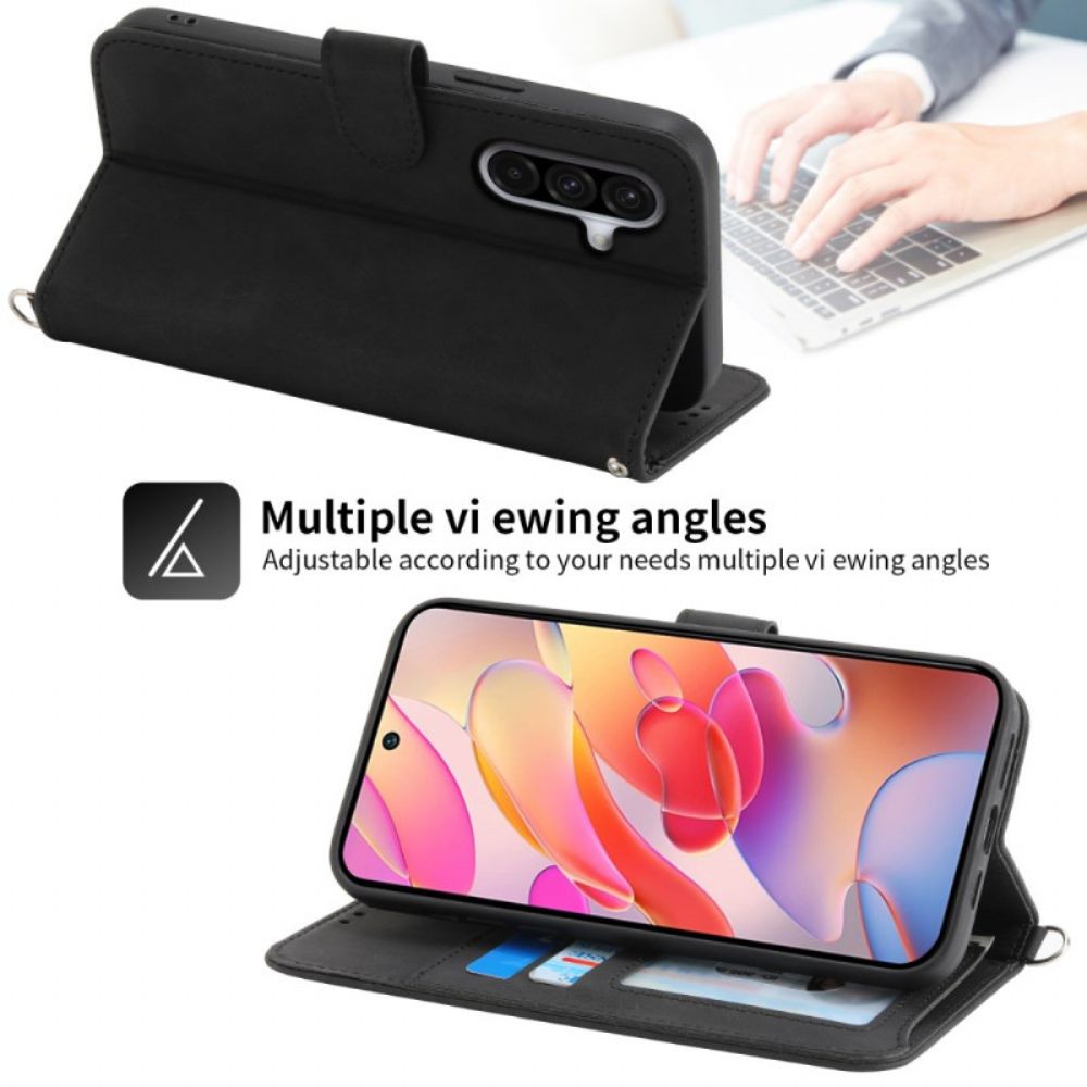 Folio-hoesje Samsung Galaxy A17 4g / 5g Telefoonhoesje Portemonnee Met Kant En Suède-effect