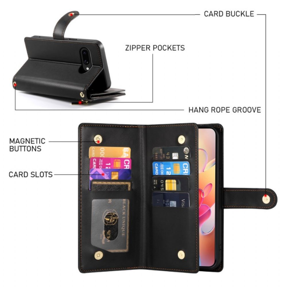 Folio-hoesje Samsung Galaxy A17 4g / 5g Telefoonhoesje Portemonnee Met Ritsvak En Riempjes