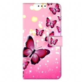 Folio-hoesje Samsung Galaxy A17 4g / 5g Telefoonhoesje Roze Vlinders