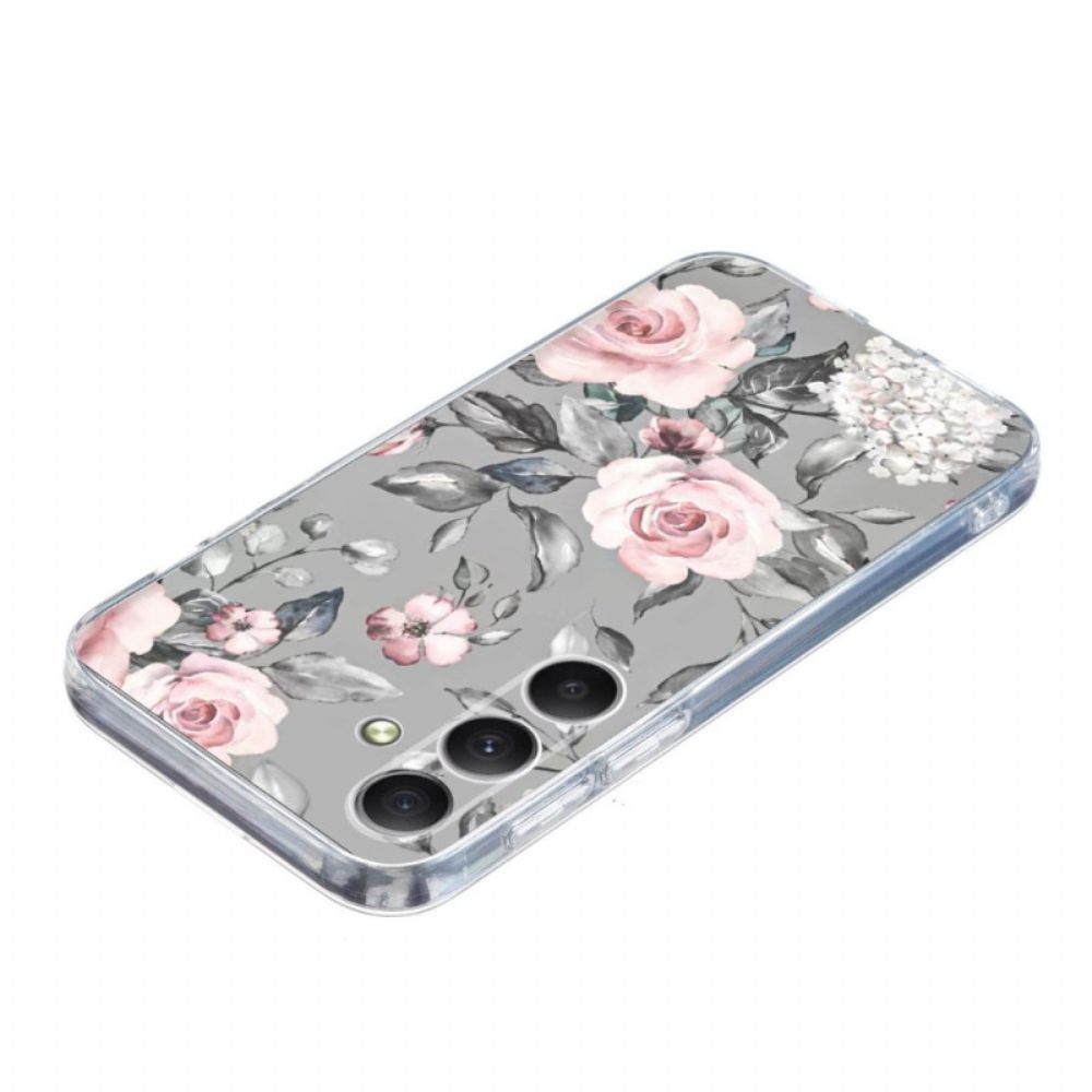 Hoesje Samsung Galaxy A17 4g / 5g Grijs Bloemenpatroon