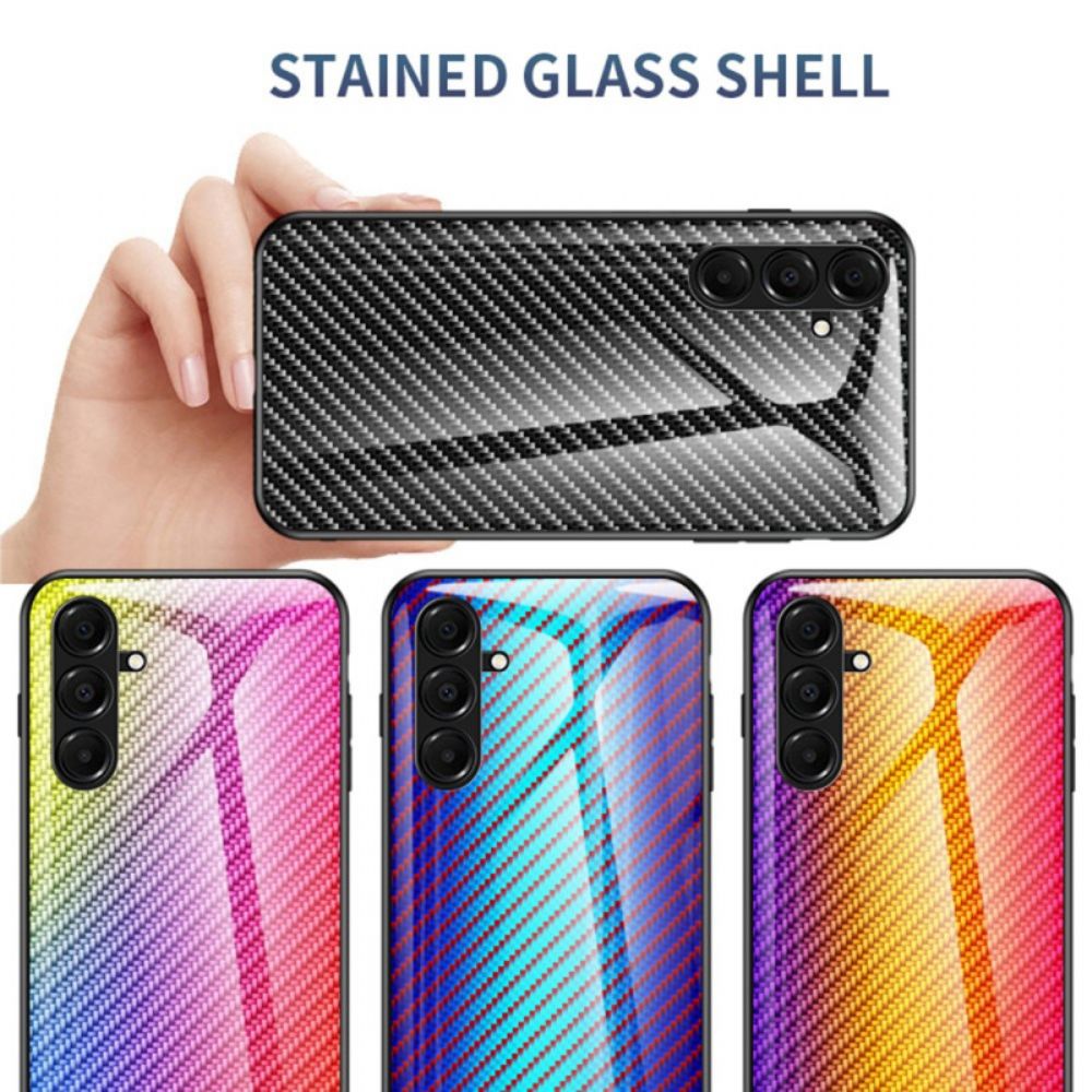 Hoesje Samsung Galaxy A17 4g / 5g Koolstofvezel Gehard Glas Bescherming Hoesje