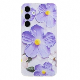 Hoesje Samsung Galaxy A17 4g / 5g Paarse Bloemen Bescherming Hoesje