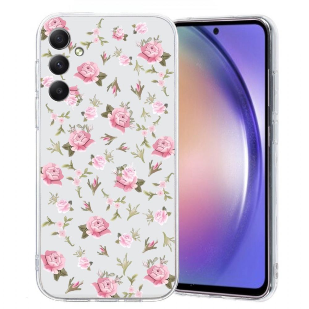 Hoesje Voor Samsung Galaxy A17 4g / 5g Roze Bloemenpatroon