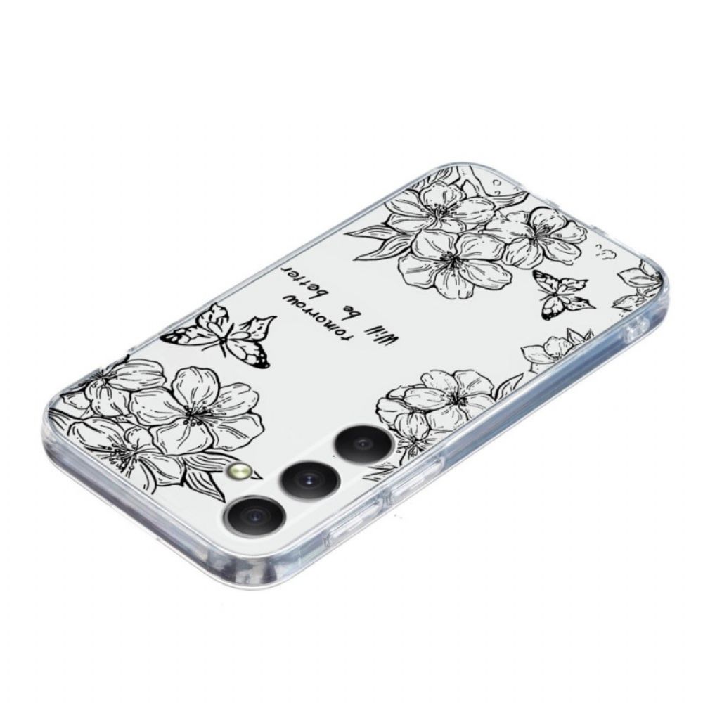 Hoesje Voor Samsung Galaxy A17 4g / 5g Vlinders En Witte Bloemen