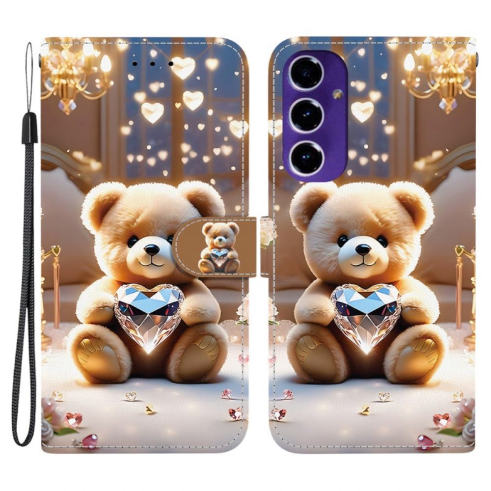 Leren Hoesje Samsung Galaxy A17 4g / 5g Diamanten Beer