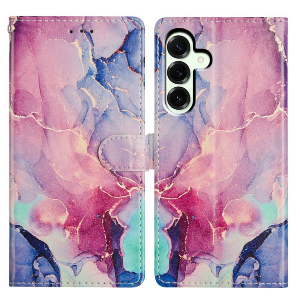 Leren Hoesje Samsung Galaxy A17 4g / 5g Groen En Roze Marmer