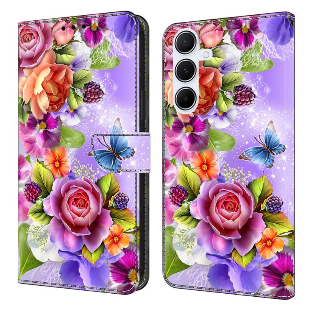 Leren Hoesje Samsung Galaxy A17 4g / 5g Intense Bloemen Bescherming Hoesje