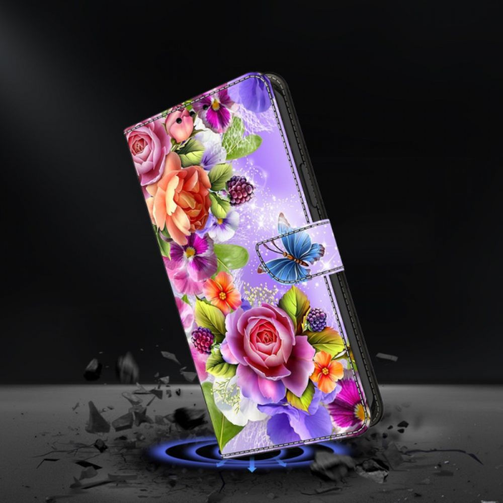 Leren Hoesje Samsung Galaxy A17 4g / 5g Intense Bloemen Bescherming Hoesje