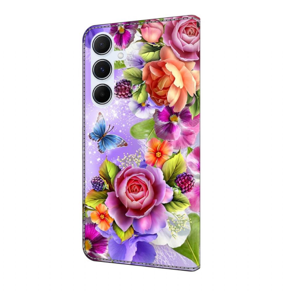 Leren Hoesje Samsung Galaxy A17 4g / 5g Intense Bloemen Bescherming Hoesje