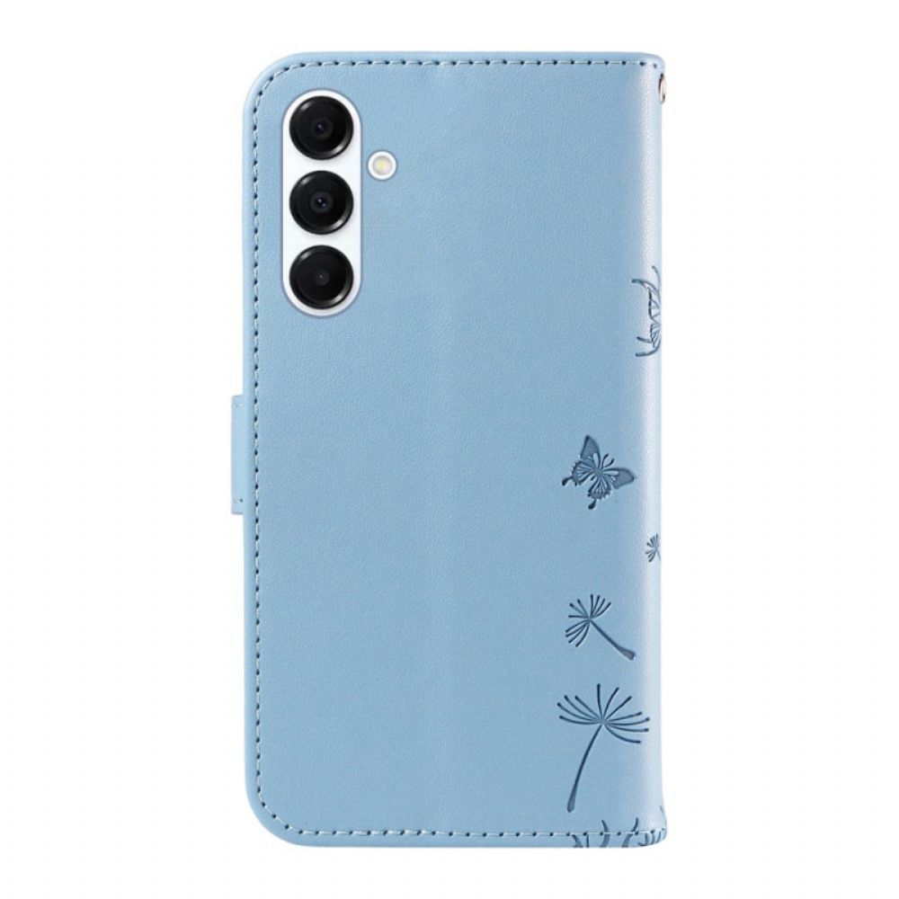Leren Hoesje Samsung Galaxy A17 4g / 5g Paardenbloemen Met Koord